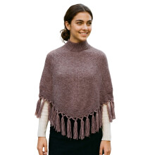 (One Size, Brown) Womens Sweater Ponchos High Neck Loose Fit Solid Color Winter Tassel Capes and Shawls