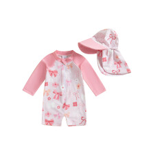 (12-18 Months, Pink) Taaperoiden ihottuma-asut hatulla, kaula-baby uima-asu