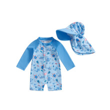 (12-18 Months, Blue) Taaperoiden ihottuma-asut hatulla, kaula-baby uima-asu