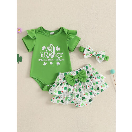 (3-6 Months, Green) Ιρλανδικά ρούχα για και κορδέλα. 2
