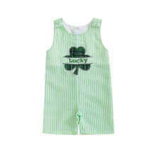 (12-18 Months, Green) Mono de primavera para bebé niño/niña sin mangas, cuello redondo, bordado de trébol.