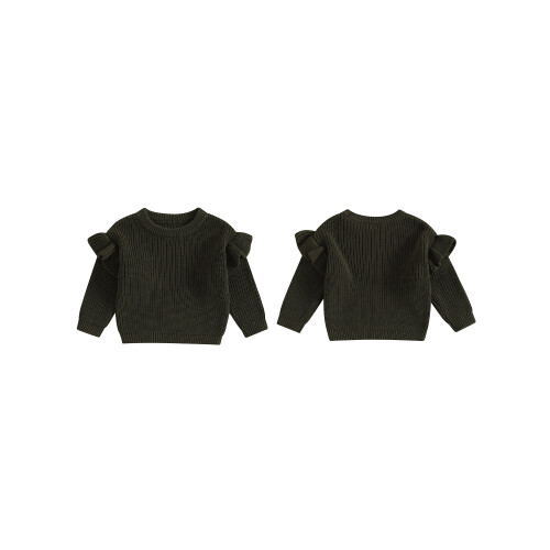 (3-6 Months, Army Green) Kleinkind Mädchen Frühlingsstrickpullover Langarm Rundhals Einfarbig Pullover Strickwaren 1