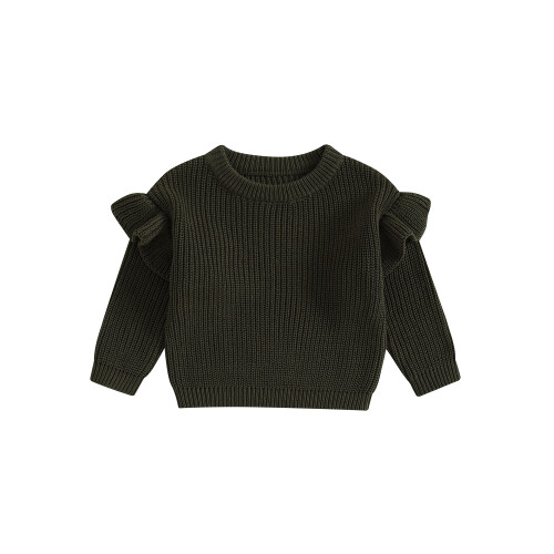 (9-12 Months, Army Green) Kleinkind Mädchen Frühlingsstrickpullover Langarm Rundhals Einfarbig Pullover Strickwaren