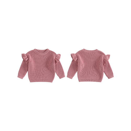 (6-9 Months, Dark Pink) Kleinkind Mädchen Frühlingsstrickpullover Langarm Rundhals Einfarbig Pullover Strickwaren 1