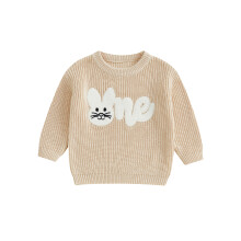 (12-18 Months, Beige) Pletené dětské svetry s dlouhým rukávem a králíčkem, zimní topy pro batolata