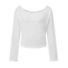 (S, White) Women's Off The Shoulder Sweater Fashionable Casual Solid Color Long Sleeve Knit Tops
