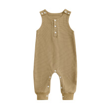 (3-6 Months, Coffee) Tutine senza maniche per neonati e bambine, con scollo rotondo e bottoni sul davanti, modello ampio.