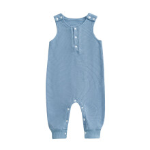 (9-12 Months, Blue) Tutine senza maniche per neonati e bambine, con scollo rotondo e bottoni sul davanti, modello ampio.