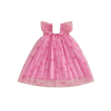 (4-5 Years, Rose Red) Mädchen-Slipkleid, ärmellos, mit Schleifenmuster, Sommerkleid in A-Linie, Tüll-Prinzessinnenkleid