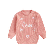 (4-5 Years, Pink) Dívčí svetr s výšivkou srdce pro miminka, pletený valentýnský svetr pro batolata, teplé oblečení