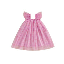 (5-6 Years, Pink) Mädchen-Slipkleid, ärmellos, mit Schleifenmuster, Sommerkleid in A-Linie, Tüll-Prinzessinnenkleid