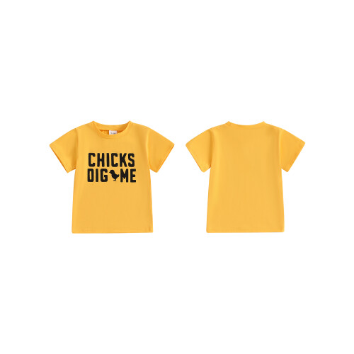 (4-5 Years, Yellow) Camiseta infantil de e meninas. 1
