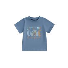 (1-2 Years, Blue) Maglietta alla moda per il compleanno di un bambino, maniche corte, girocollo, stampa arcobaleno, t-shirt neonati.