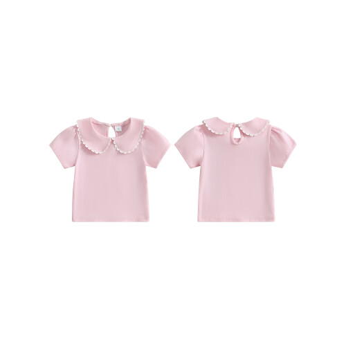 (6-12 Months, Pink) Καλοκαιρινό γλυκό μπλουζάκι κούκλας, casual 1
