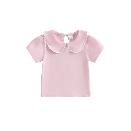 (3-4 Years, Pink) Καλοκαιρινό γλυκό μπλουζάκι κούκλας, casual
