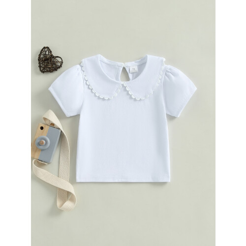 (4-5 Years, White) Καλοκαιρινό γλυκό μπλουζάκι κούκλας, casual 2