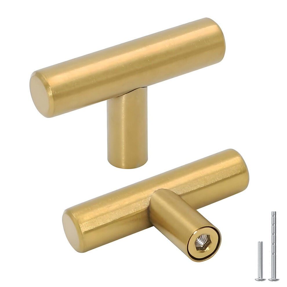 35 Pack Brushed Brass Cabinet Knobs And Drawer Pulls, Brushed Gold Finish, Rustresistant Steel 9771547194194