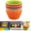 Silicone Baking Cups 24 Pack Reusable Nonstick Muffin Liners Oven Safe MultiColor Set 4