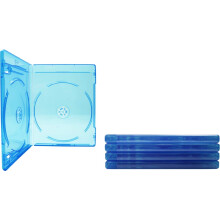 5 Empty 12mm Double Blue Bluray Disc Cases with Clear Sleeve and Booklet Clips