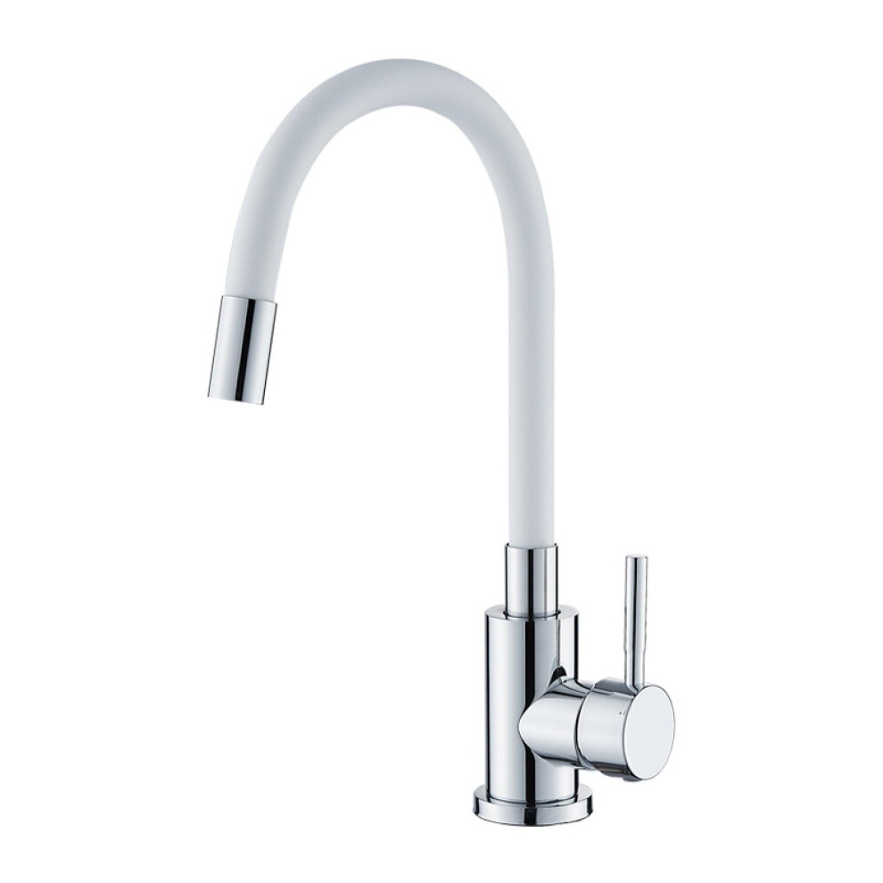 Kitchen Faucet 360 Swivel Spout Hot And Cold Water Stainless Steel White Tube 9771547194255