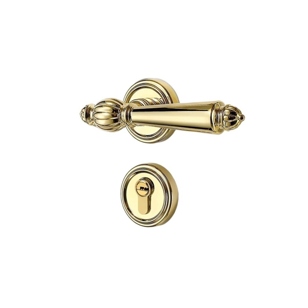 Pvd Gold Door Lever With Gate Latch, 2 In 1 Lock, Magnetic Silent Closure For Indoor Wooden Doors 9771547194439