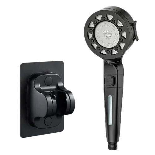 Pressure Filter Shower Head with 4 Spray Modes, OneButton Flow Control, Water Saving Design