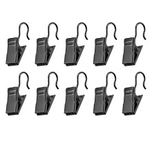 Black Metal Curtain Clips with Hooks 0.7 Inch 20 Pack for Drapes Photos Display RustResistant