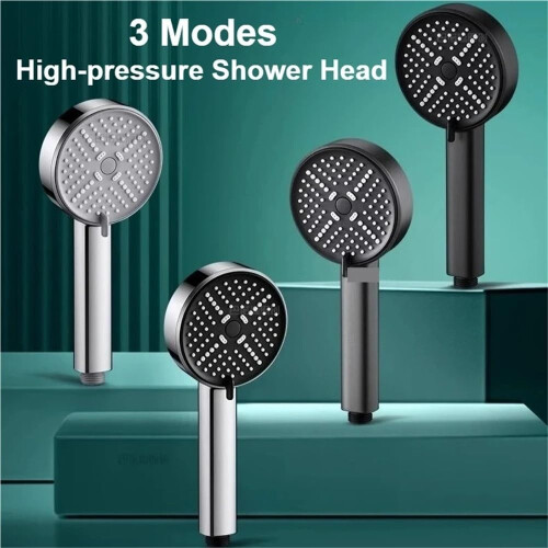 Pressure Shower Head 3 Spray Modes Adjustable Water Saving for Bathroom Black 1