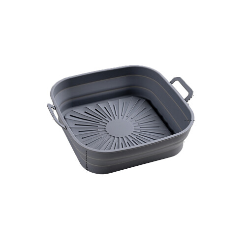 Collapsible Square Air Fryer Silicone Pot Grey