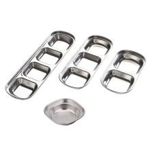 4pcs 304 Stainless Steel Divided Sauce Dishes Waterproof Dipping Bowls for Condiments and Kitchen