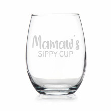 Stemless Wine Glass 15oz Laser Engraved Mamaw Gift for Mother's Day or Mamaw Celebration