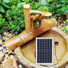Solar Bamboo Fountain with Pump – Zen Garden Solar Powered Outdoor and Indoor Water Feature Decor 20'