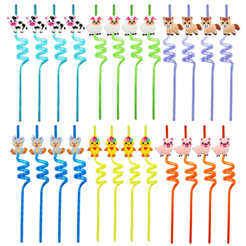 24-pack sugrör med djungeldjur, PET, 26 cm 2