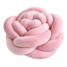Pink Velvet Rose Shaped Throw Pillow Unique Knot Cushion for Sofa Bed Floor 11 Inch