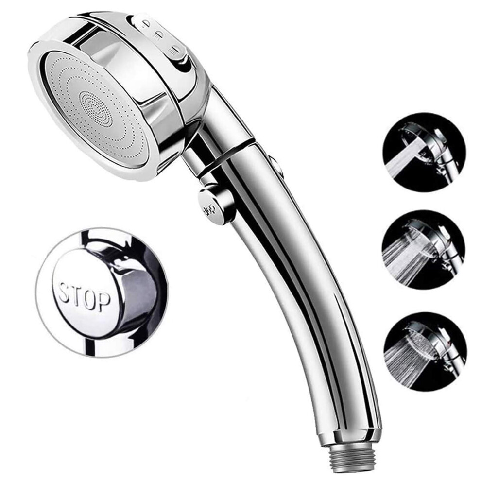 Pressure Handheld Shower Head With On/Off Switch, 3 Modes, 360 Adjustable Chrome Water Saving 9771547195283