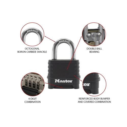 Master Lock Master Lock Excell 4-digit Black Finish Combination 50mm Padlock 2