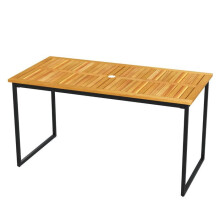 Esstisch - HELLOSHOP26 - 140x70 cm - Akazienholz - Metallrahmen - Für 6 Personen