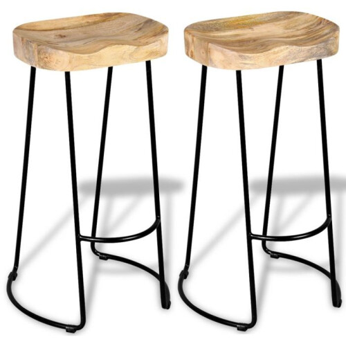Lot de deux tabourets de bar design chaise siège 2 pcs bois de manguier