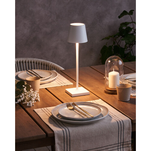 Beliani Wireless LED Table Lamp BACEIRO with Dimmer Metal White 1