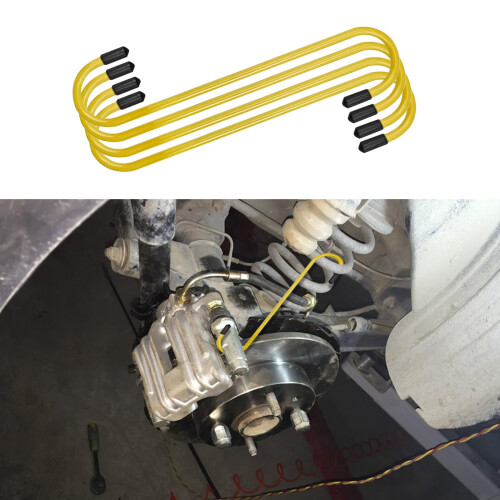 4PCS Brake Caliper Hanger Hooks with Rubber Tips, Universal RustProof HeavyDuty Yellow Tool