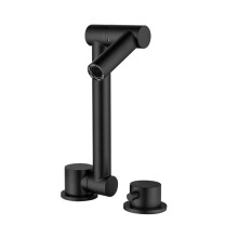 Foldable Kitchen Faucet for Window, 360 Rotating Stainless Steel 2 Hole Hot and Cold Mixer  Black