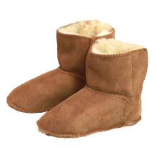 (XL, Sand) Eastern Counties Leather Childrens/Kids Sheepskin Touch Fastening Slipper Boots