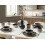 Beliani Set of 16 Dinnerware NUTMEG Stoneware Black/ Beige 2