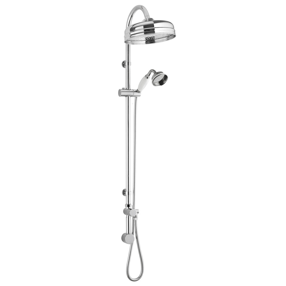 Balterley Minimal Rigid Riser Shower Kit With Fixed Head & Handset - Chrome/ White