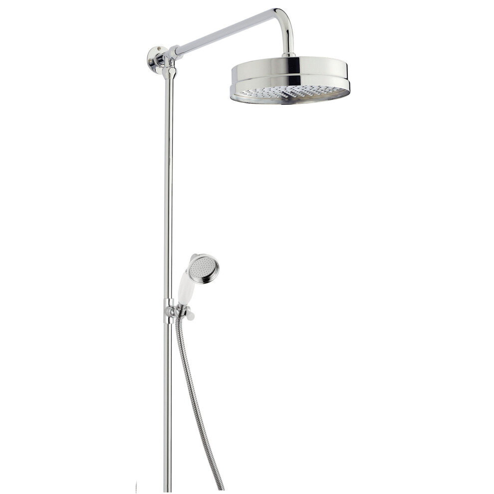 Balterley Luxury Rigid Riser Shower Kit With Fixed Head & Handset - Chrome/ White