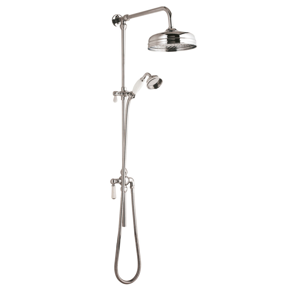 Balterley Exposed Grand Rigid Riser Shower Kit With Fixed Head & Handset - Chrome/ White