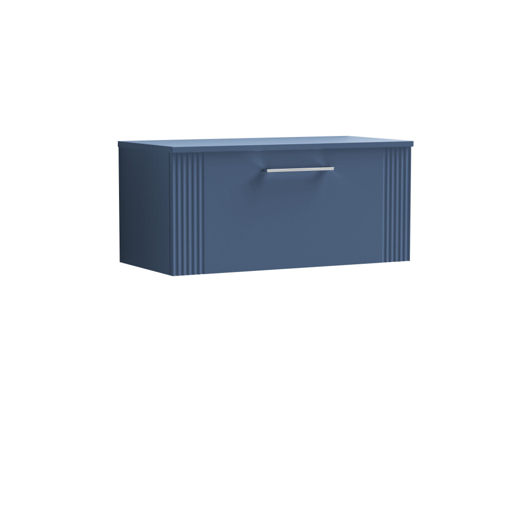 Balterley Partial Fluted 1 Drawer Wall Hung Vanity Unit With Colour Coordinating Worktop - 800Mm - Satin Blue