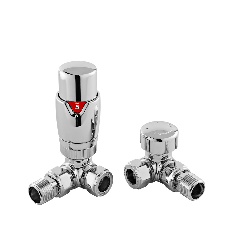 Balterley Contemporary Luxury Corner Thermostatic Radiator Valves (Pairs) - Chrome