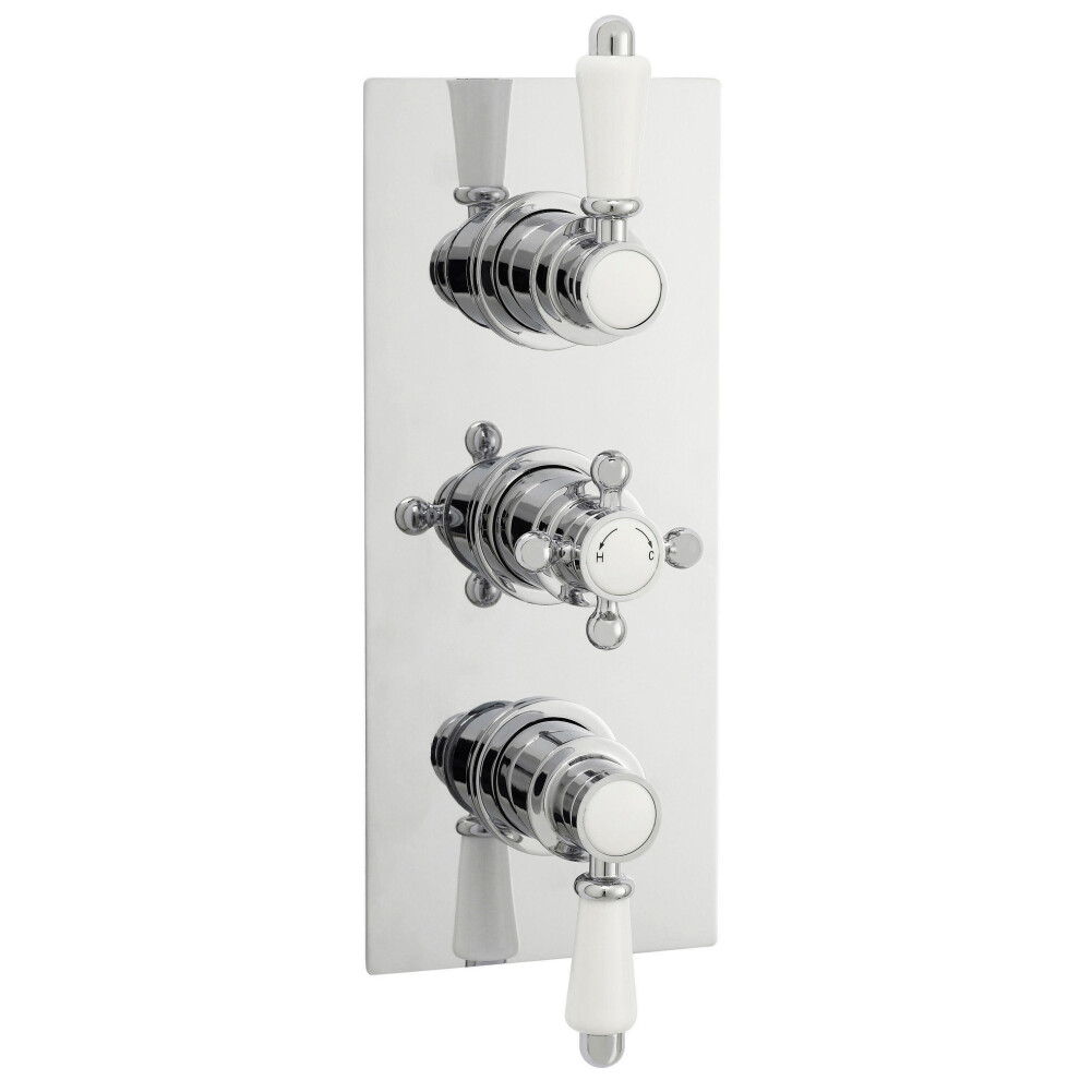 Balterley Traditional Concealed Triple Thermostatic Shower Valve With 2 Outlets In Chrome Finish By