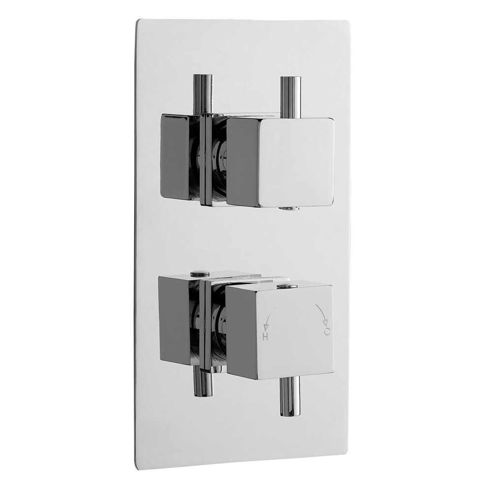 Balterley Contemporary Square Concealed Twin Thermostatic Shower Valve 1 Outlet - Chrome